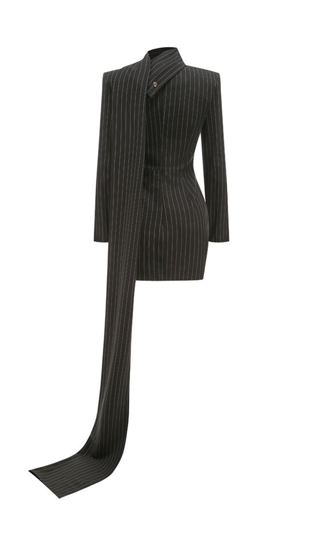 Fashionslee Women Kazane Black Stripe Long Sleeve Blazer Dress