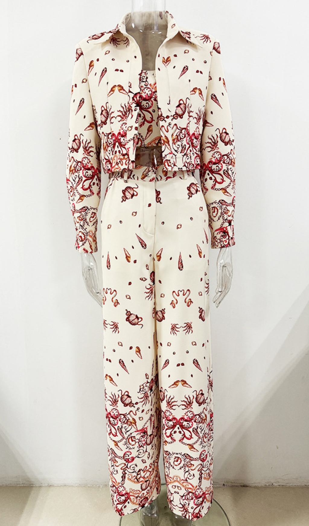 Fashionslee Women Camira Printed Blazer Three-Piece Set