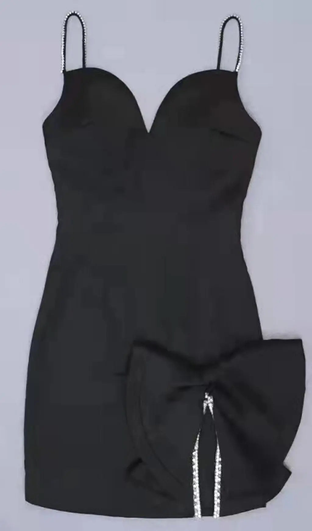 Fashionslee Women Crystal Bow Mini Dress In Black