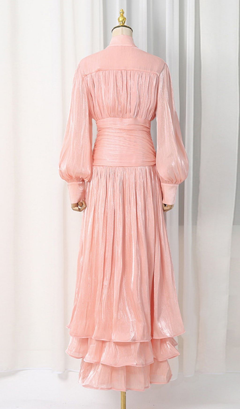 Fashionslee Women Klarika Pink Long Sleeve Maxi Dress