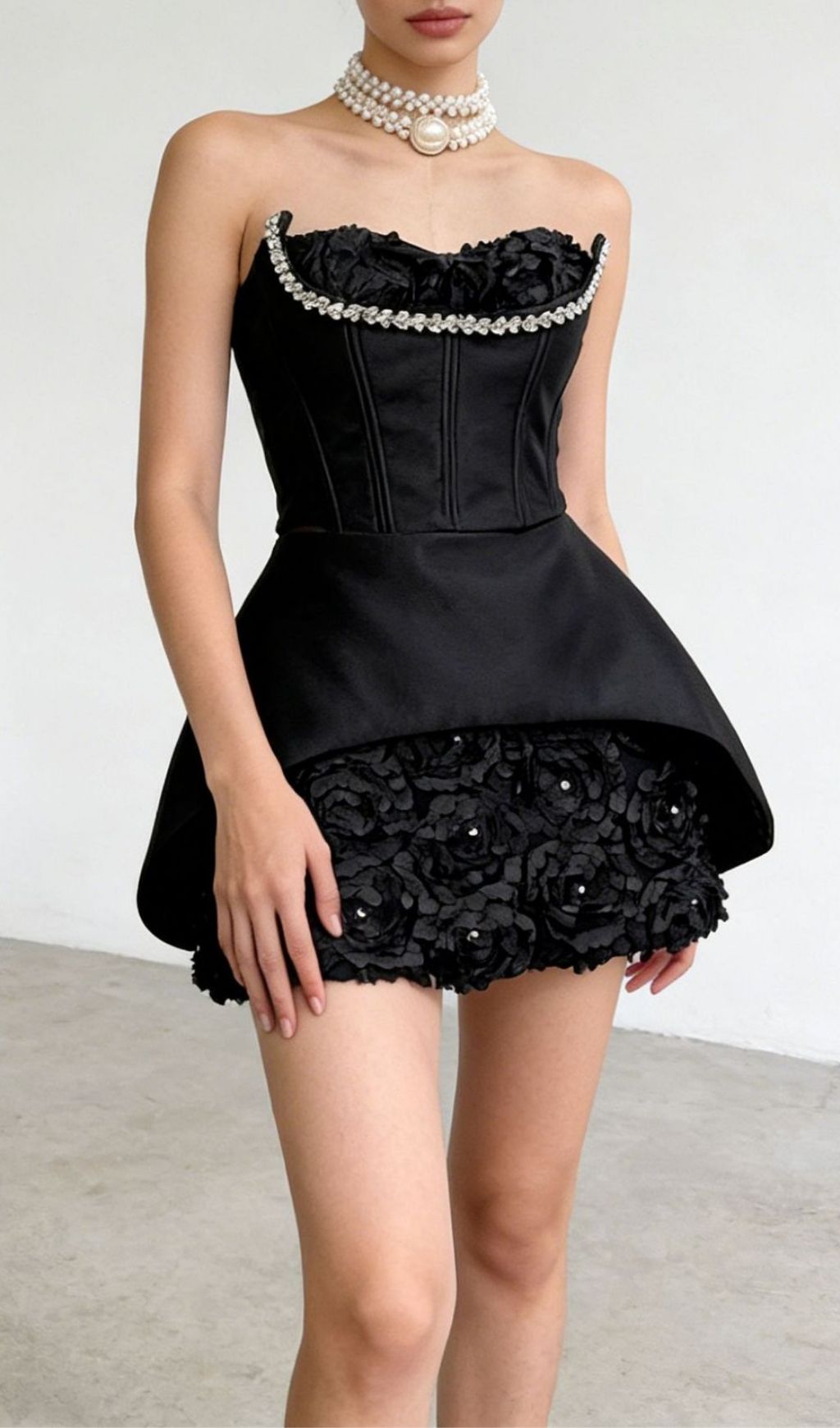 Fashionslee Women Kesley Strapless Corset Flower Mini Dress