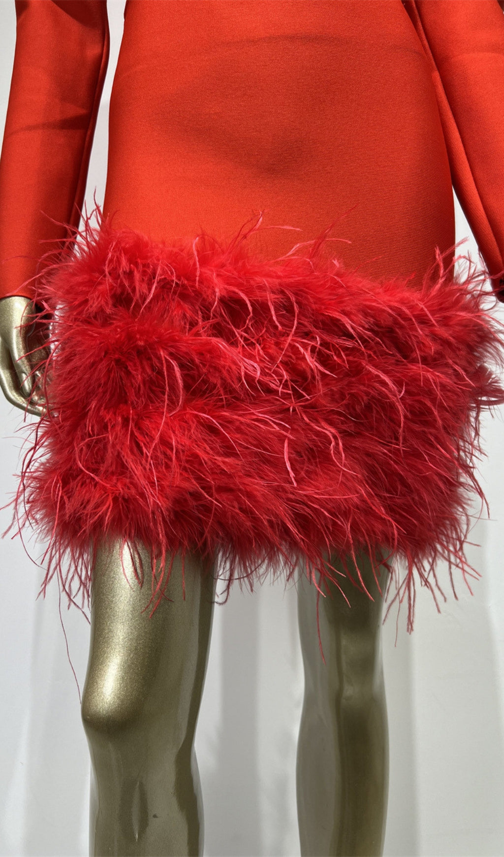 Fashionslee Women Agim Rhinestone Feather Bandage Dress