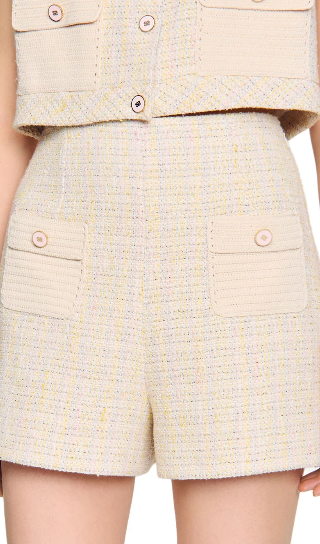 82fd54e124761b2242274dfc26b48f3b.jpg Fashionslee Women Decorative Tweed Shorts