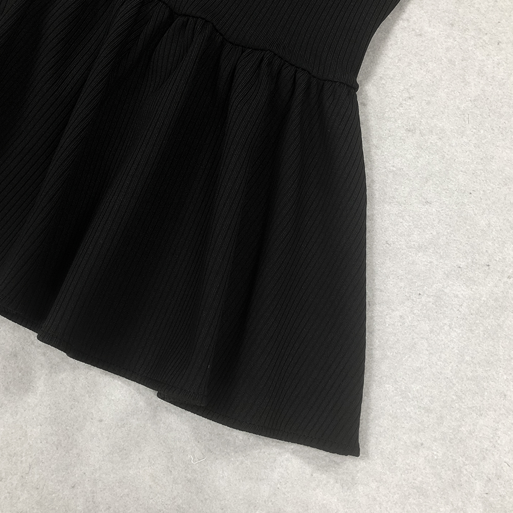 BLACK RIBBED FLUTED MIDI DRESS – VIRAL AESTHETIC - OWNCI