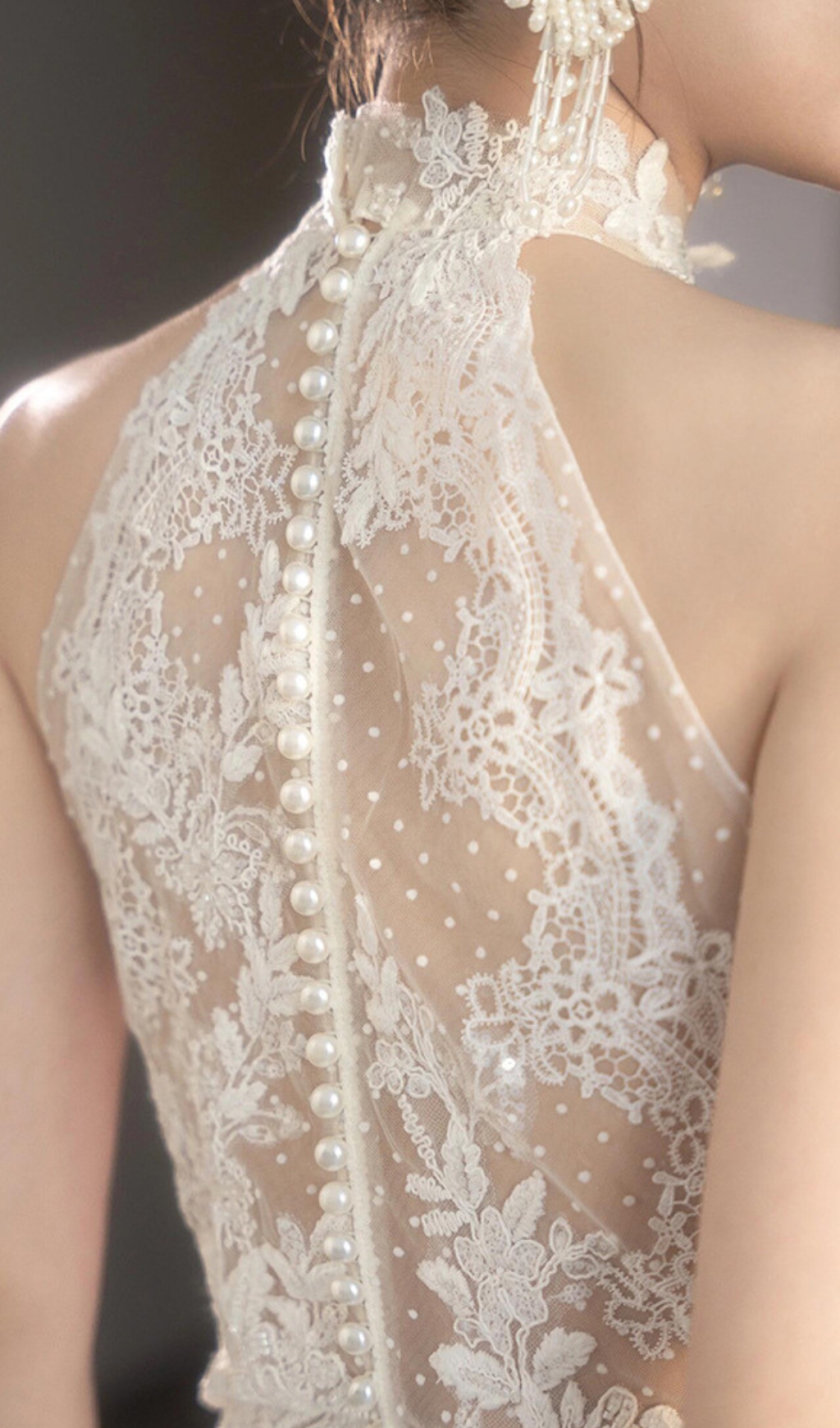 834911551f27dd9946c58b726269d63e.jpg Fashionslee Women Dayanara White Halter Lace Wedding Dress