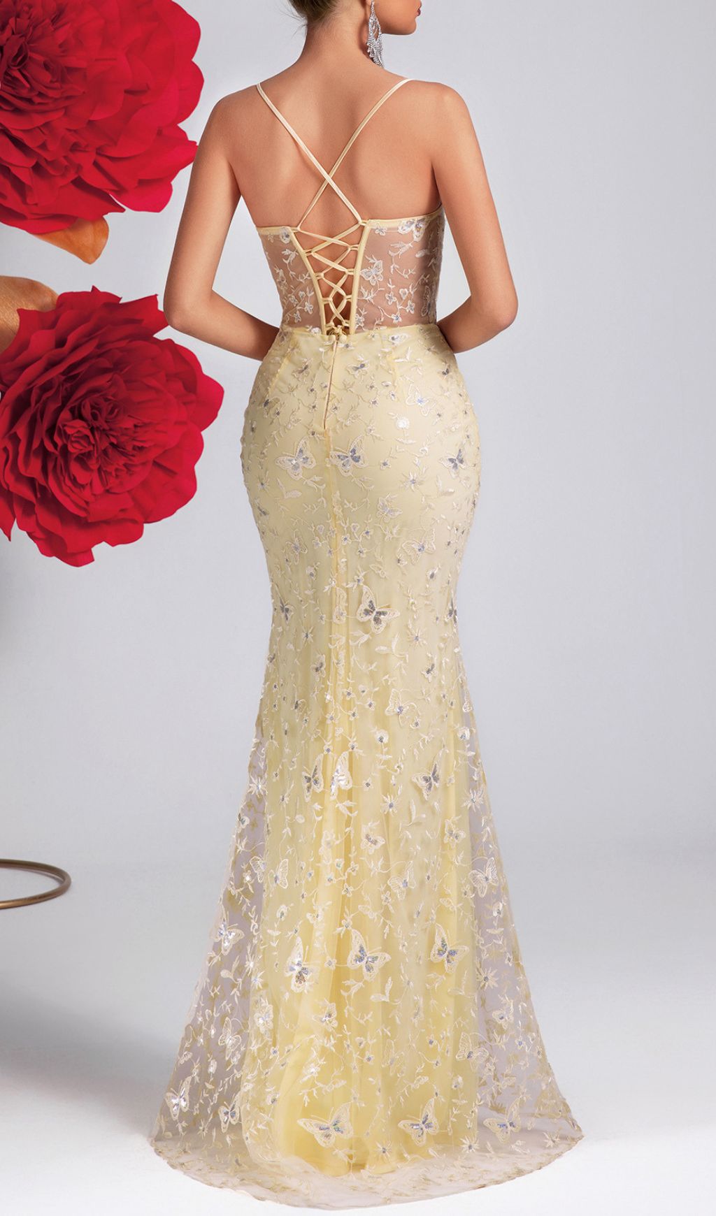 Fashionslee Women Kaikoura Yellow Corset Butterfly Maxi Dress