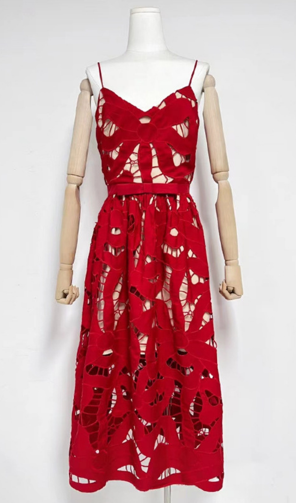 TRENDING RED EMBROIDERED MIDI DRESS - OWNCI TRENDING RED EMBROIDERED MIDI DRESS - OWNCI