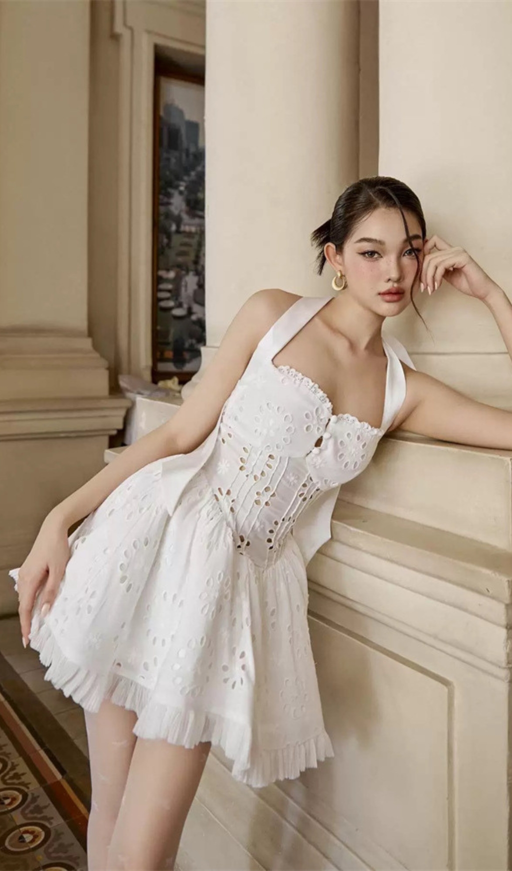 83920ac05ff5ccd4e2b6d79ad1f0776e.jpg Fashionslee Women Dia White Halter Embroidery Mini Dress