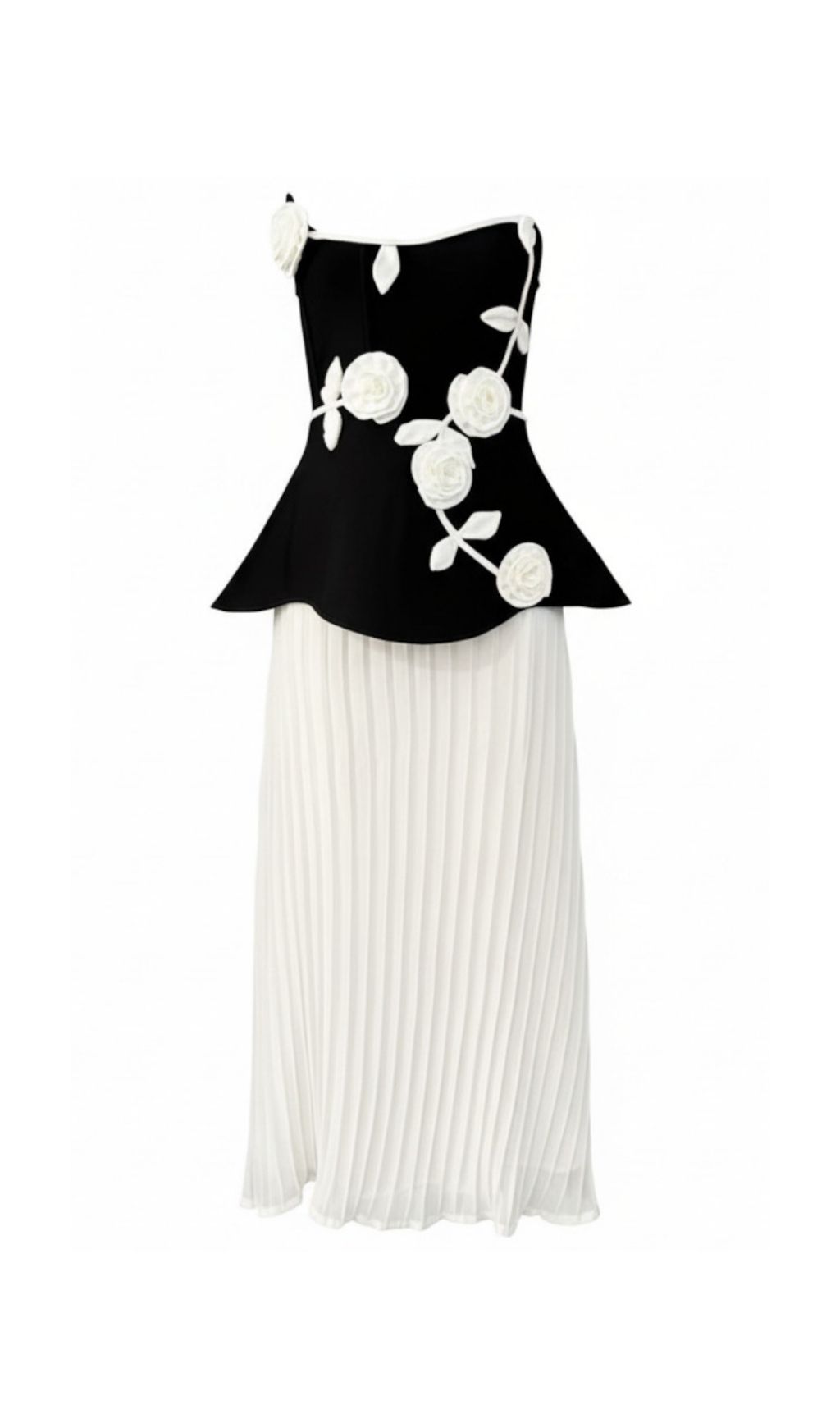 Fashionslee Women Khai Strapless Flower Pleated Bandage Midi Dress