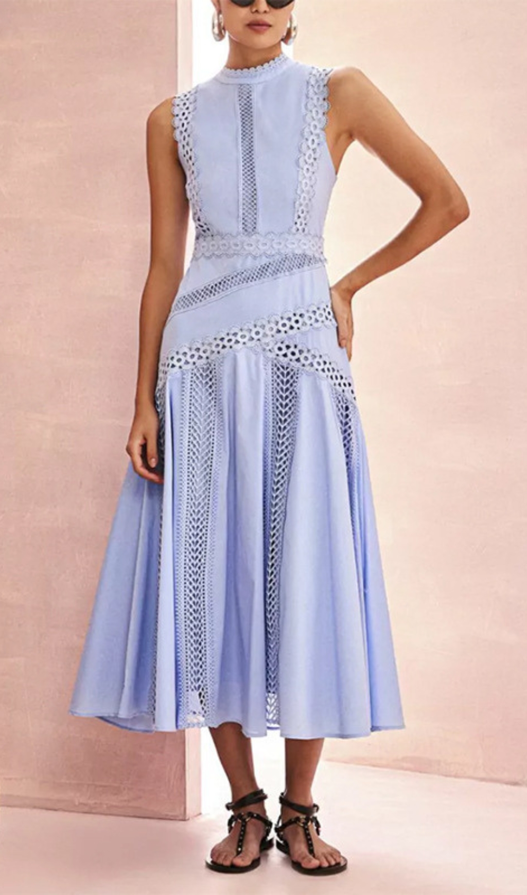 Fashionslee Women Darlene Sleeveless Hollow Midi Dress