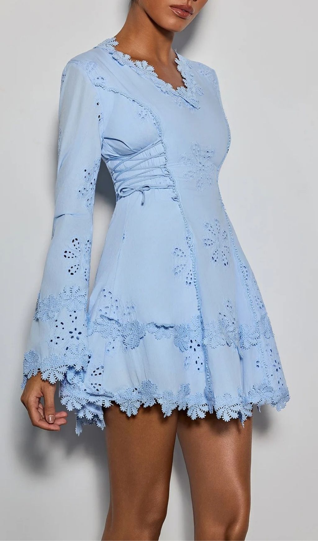 Fashionslee Women Delicia Flare Sleeve Flower Mini Dress