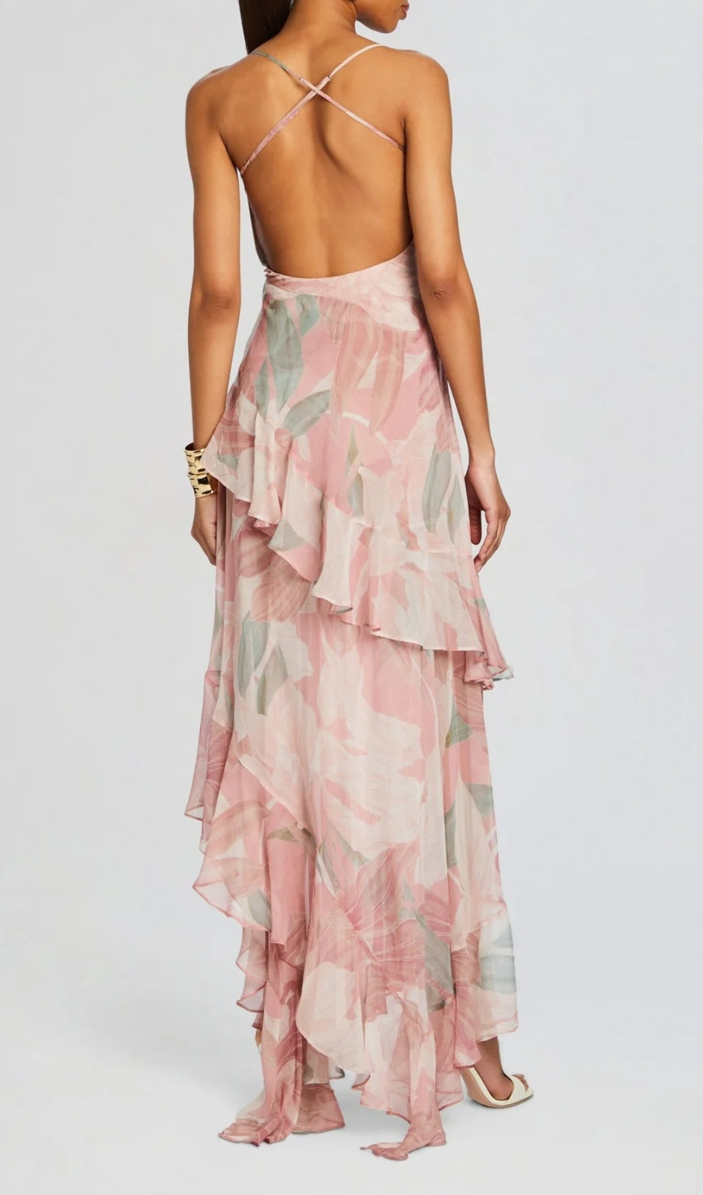 Fashionslee Women Brigid Floral Irregular Ruffle Hem Maxi Dress
