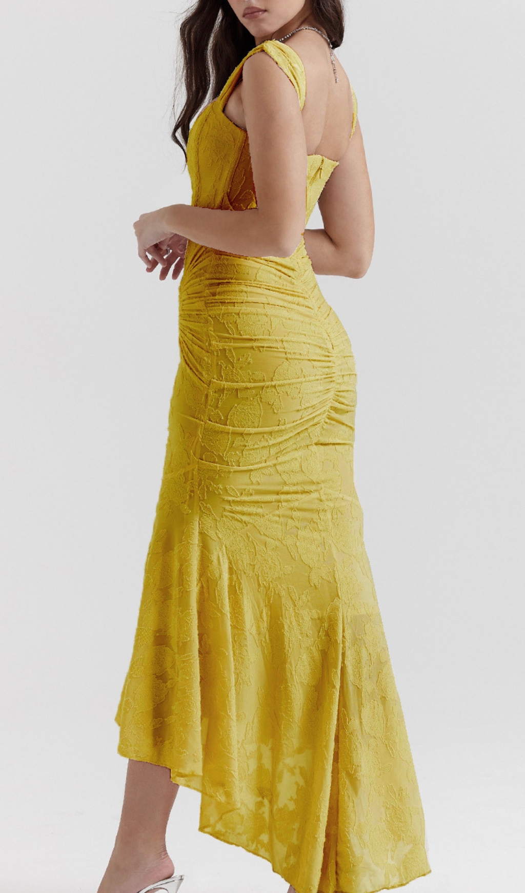 Fashionslee Women Anaëlle Yellow Floral Corset Maxi Dress