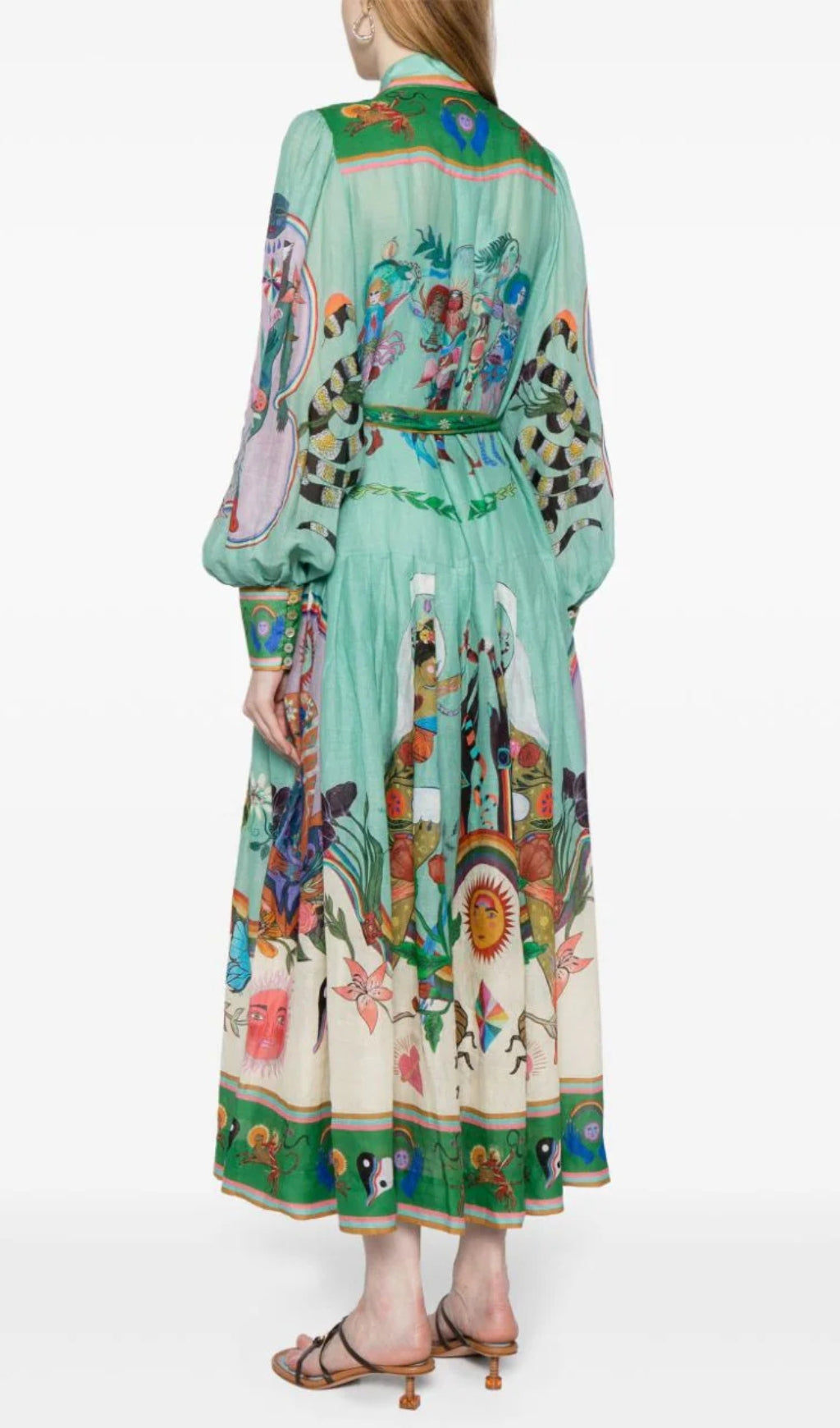 Fashionslee Women Apollonia Belted Printed Shirt Dress