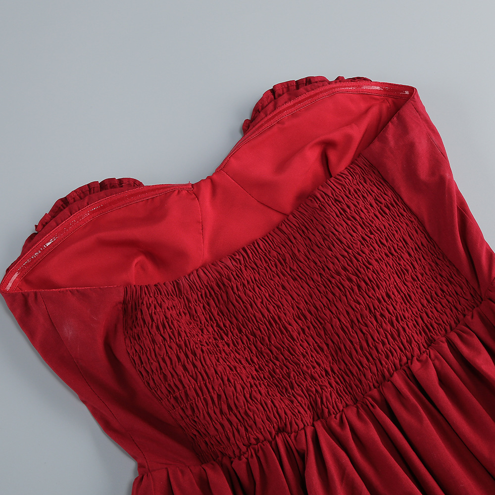 84285eafdeae8a65e1f2720ee533923f.jpg Fashionslee Women Collice Red Strapless Bud Mini Dress