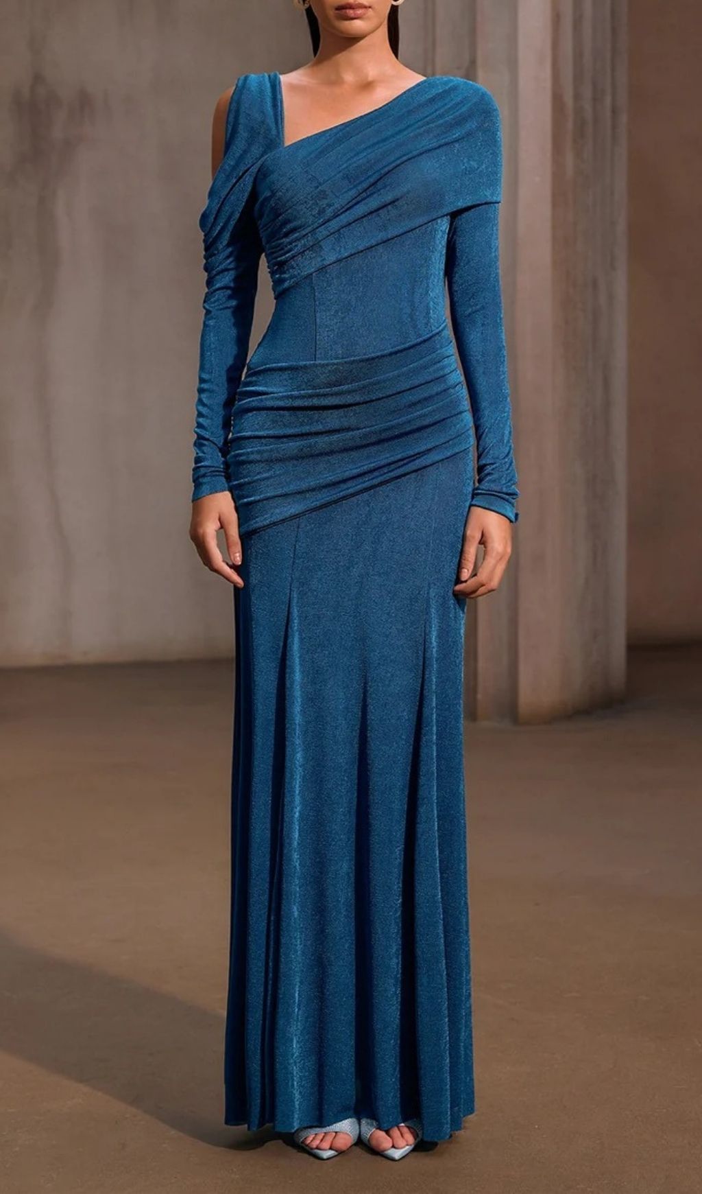 Fashionslee Women Xelyxan One Shoulder Ruched Maxi Dress