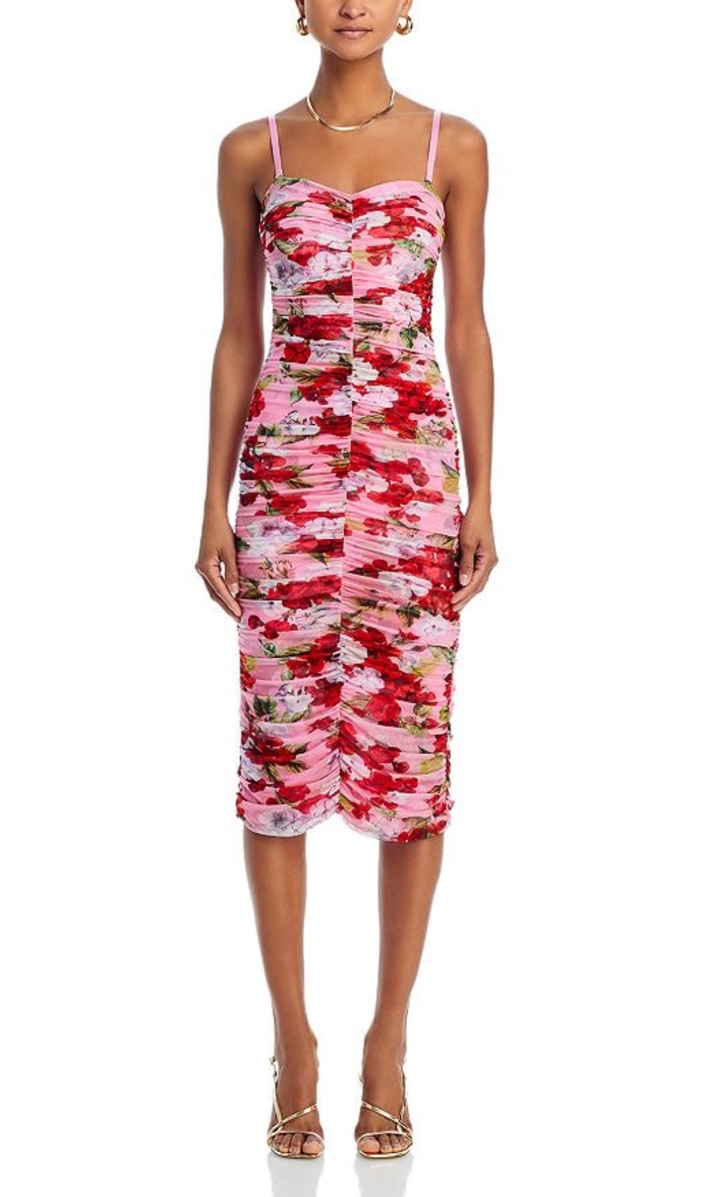 Fashionslee Women Baki Strapless Floral Ruched Midi Dress