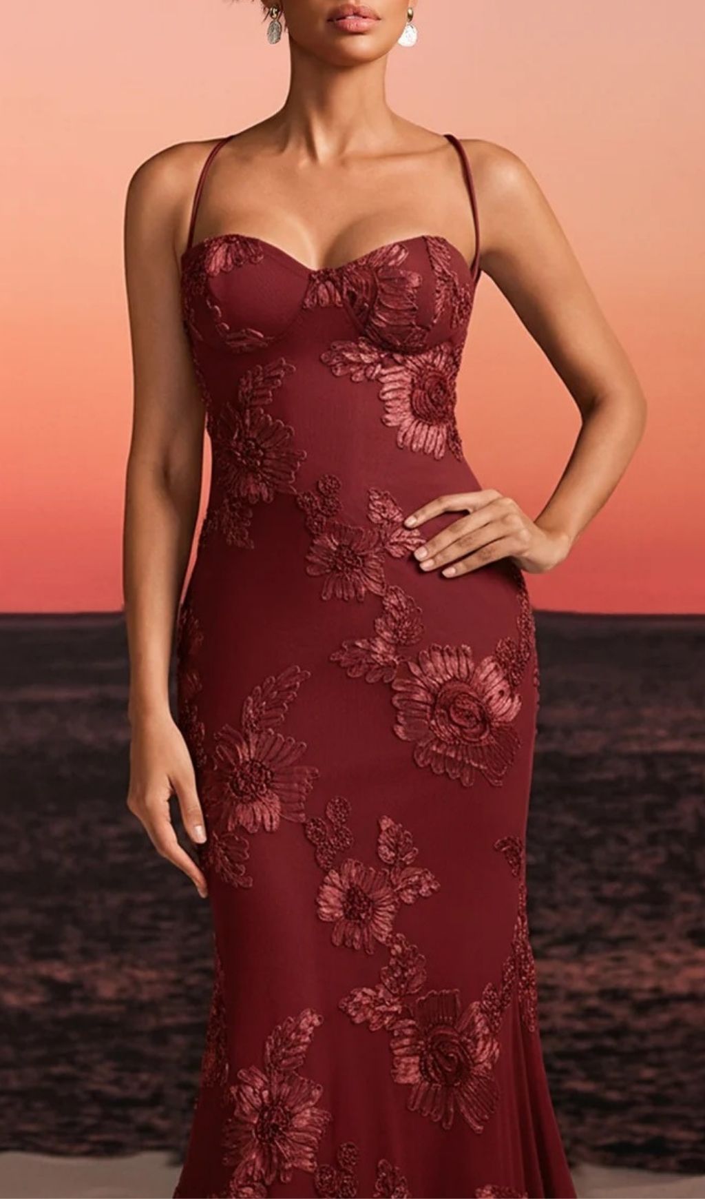 847145290183df9c3ab0c3ef9580878b.jpg Fashionslee Women Zryne Spaghetti Embroidered Flower Maxi Dress In Wine
