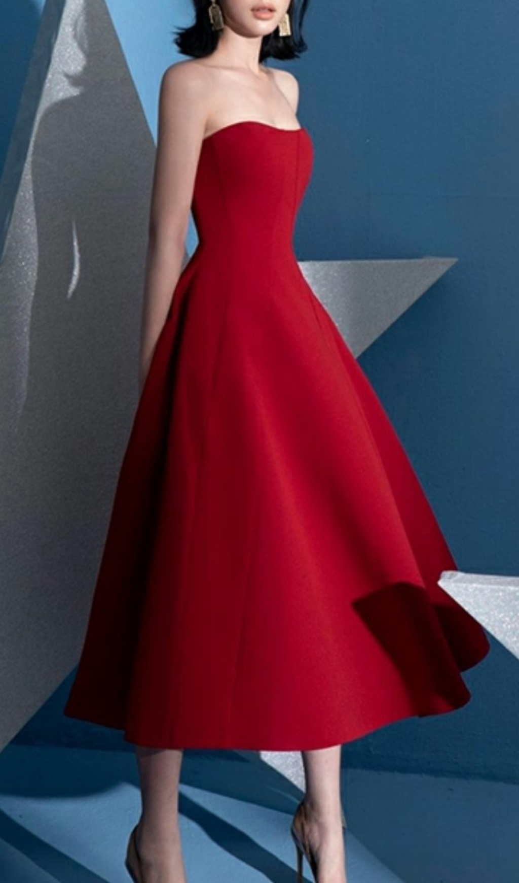847db5626d89953c01edbc4ef2a75531.jpg Fashionslee Women Fiorella Red Strapless Midi Dress
