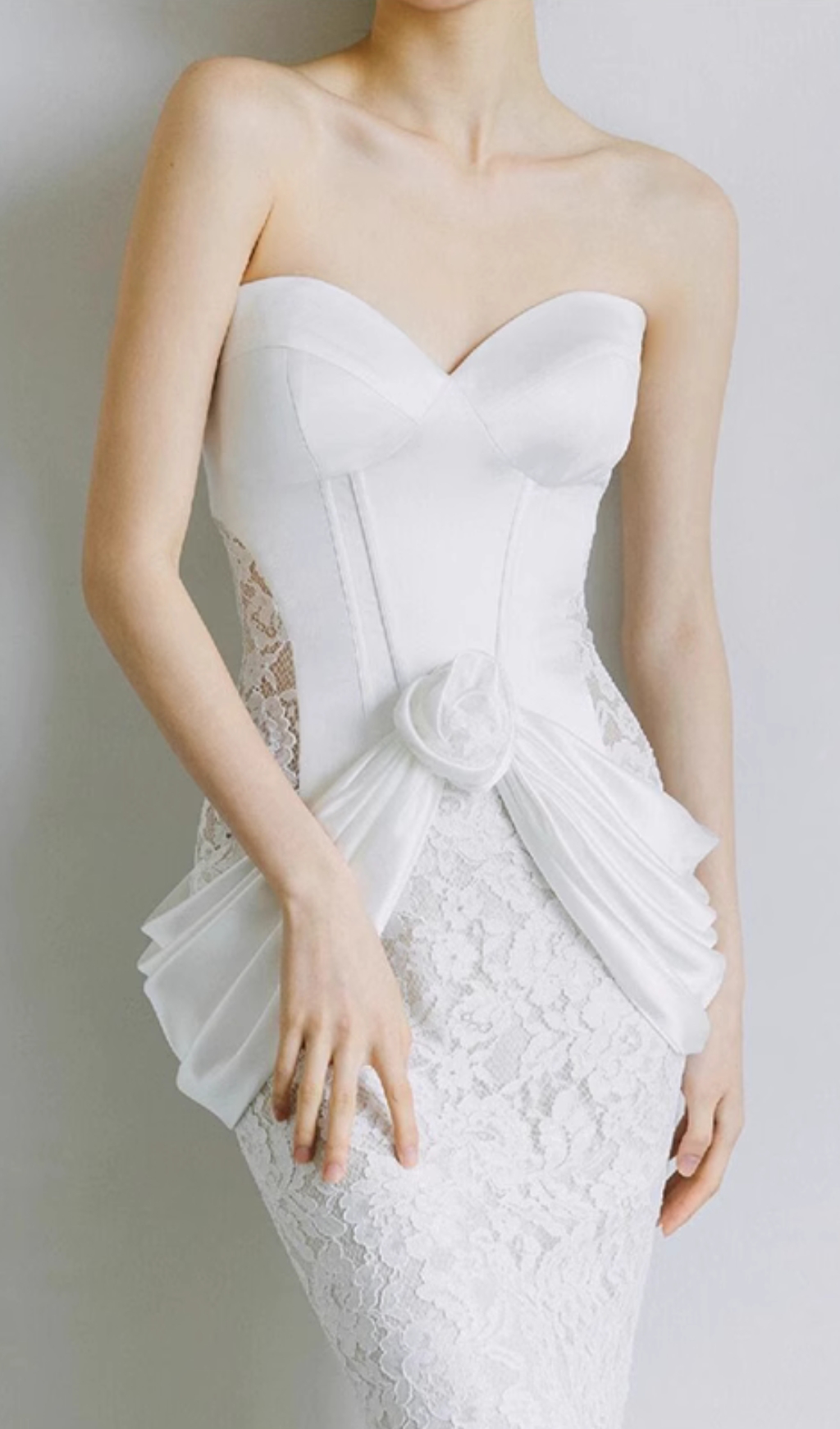 Fashionslee Women Cait White Lace Corset Wedding Dress
