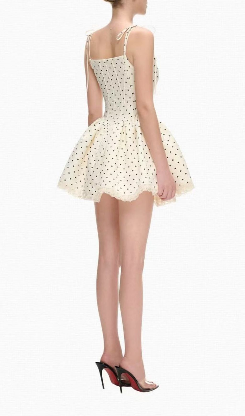 Fashionslee Women Katrien Strappy Dot Corset Mini Dress
