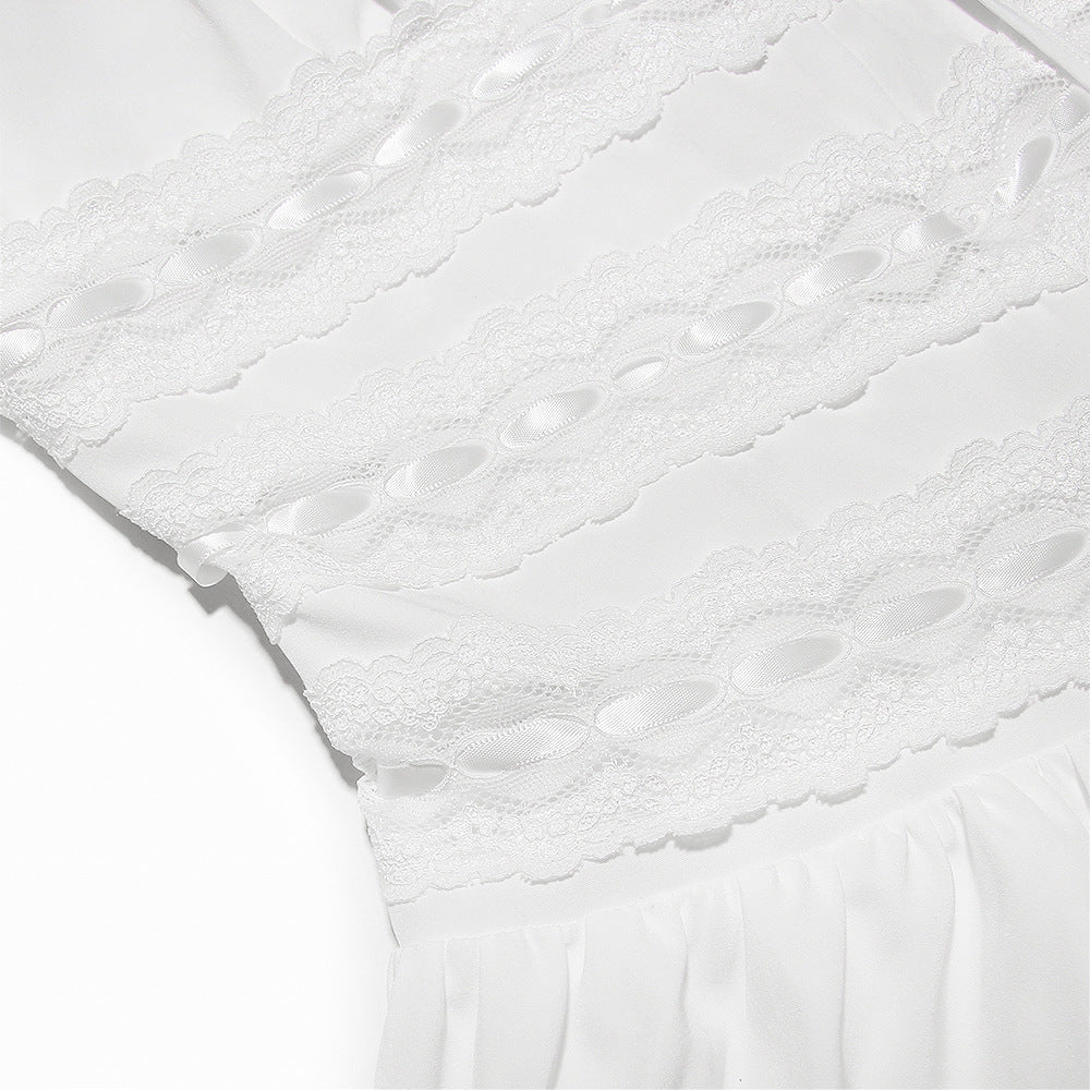 84c1436322eff7773ae708d7f6677d4c.jpeg Fashionslee Women White Lace Trim Mini Dress