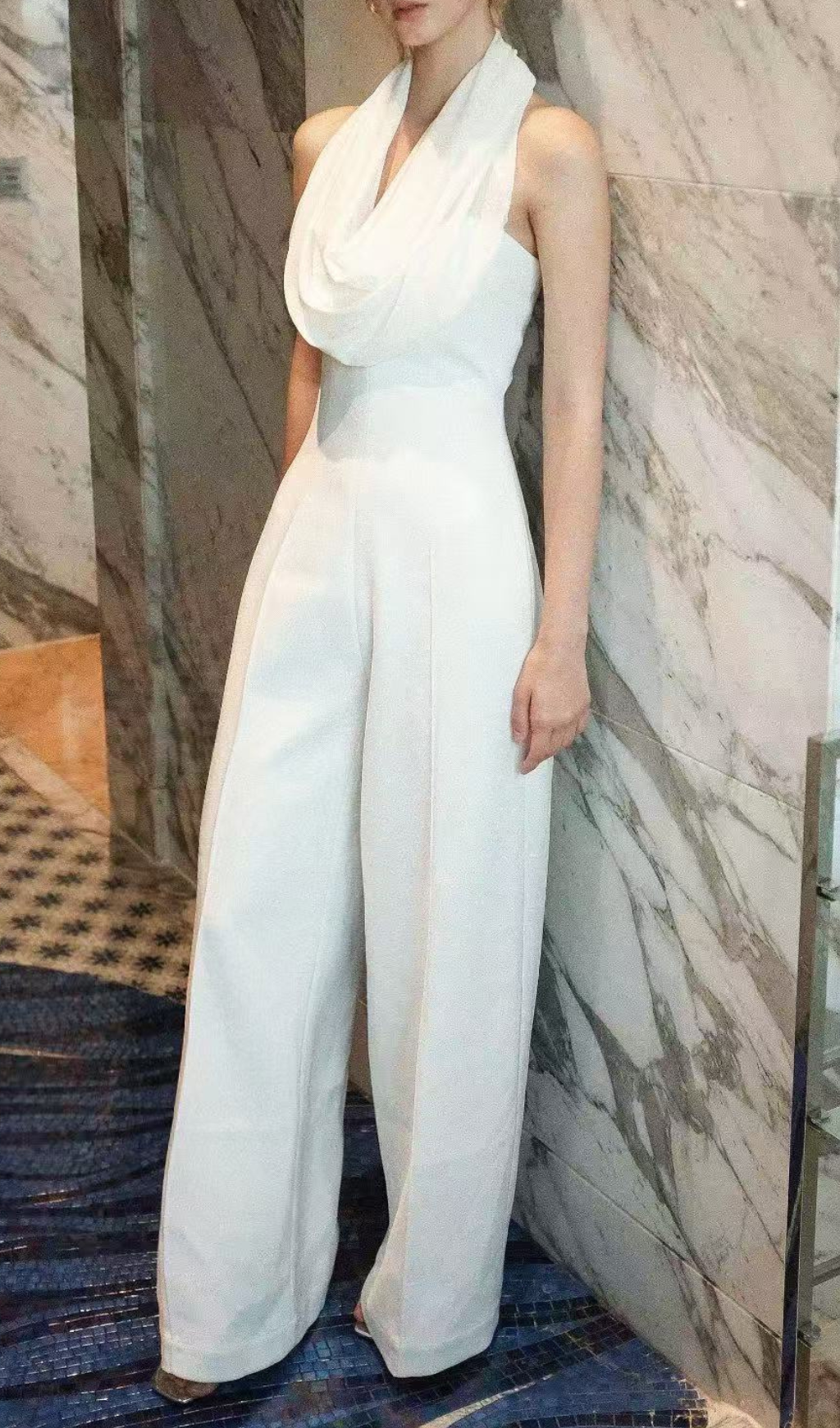 84d5f06b0580e1103a76b84d8e33d575.png Fashionslee Women Goodwin White Halter Jumpsuit