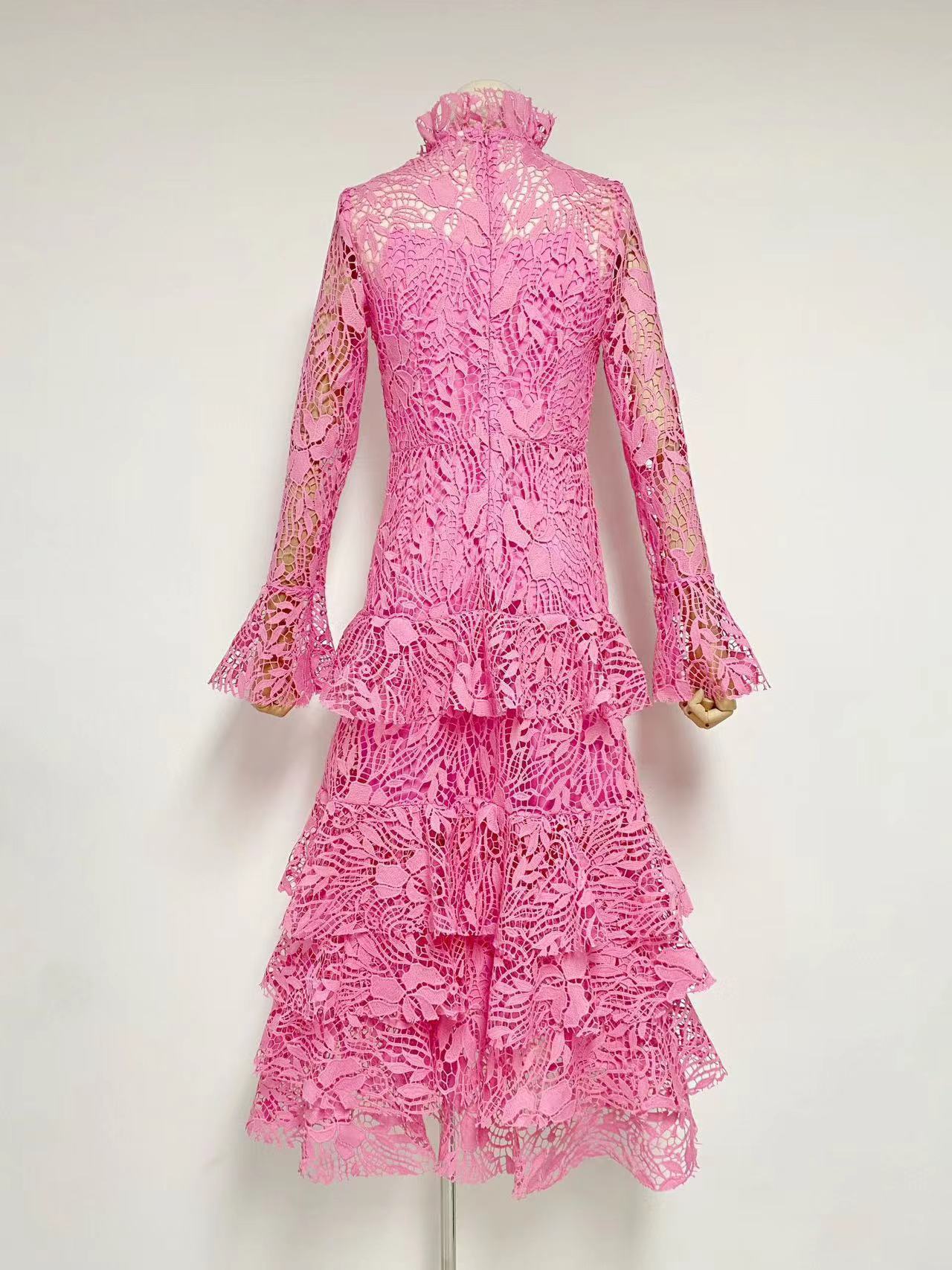 84edd9ab303064231b0ac403a9491a27.jpeg Fashionslee Women Anfisa Pink Lace Maxi Dress