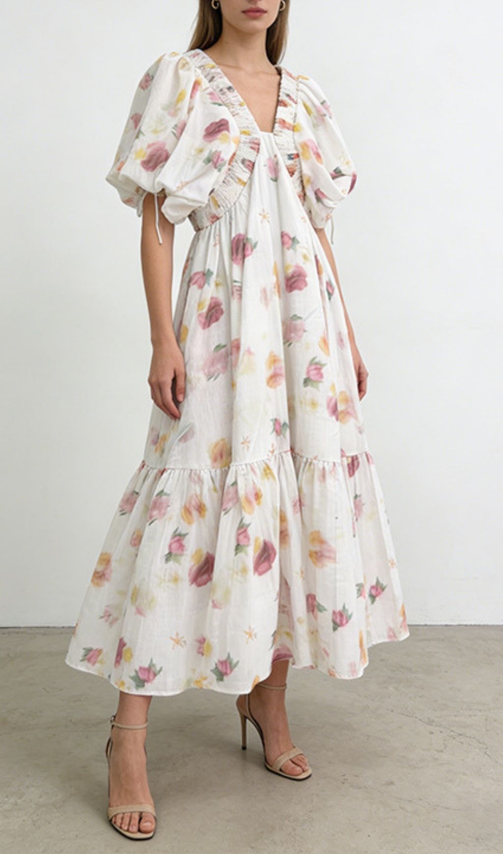 84f0ff3be3569cdfa73a076105e691bb.jpg Fashionslee Women Karrie Puff-Sleeve Printed Maxi Dress