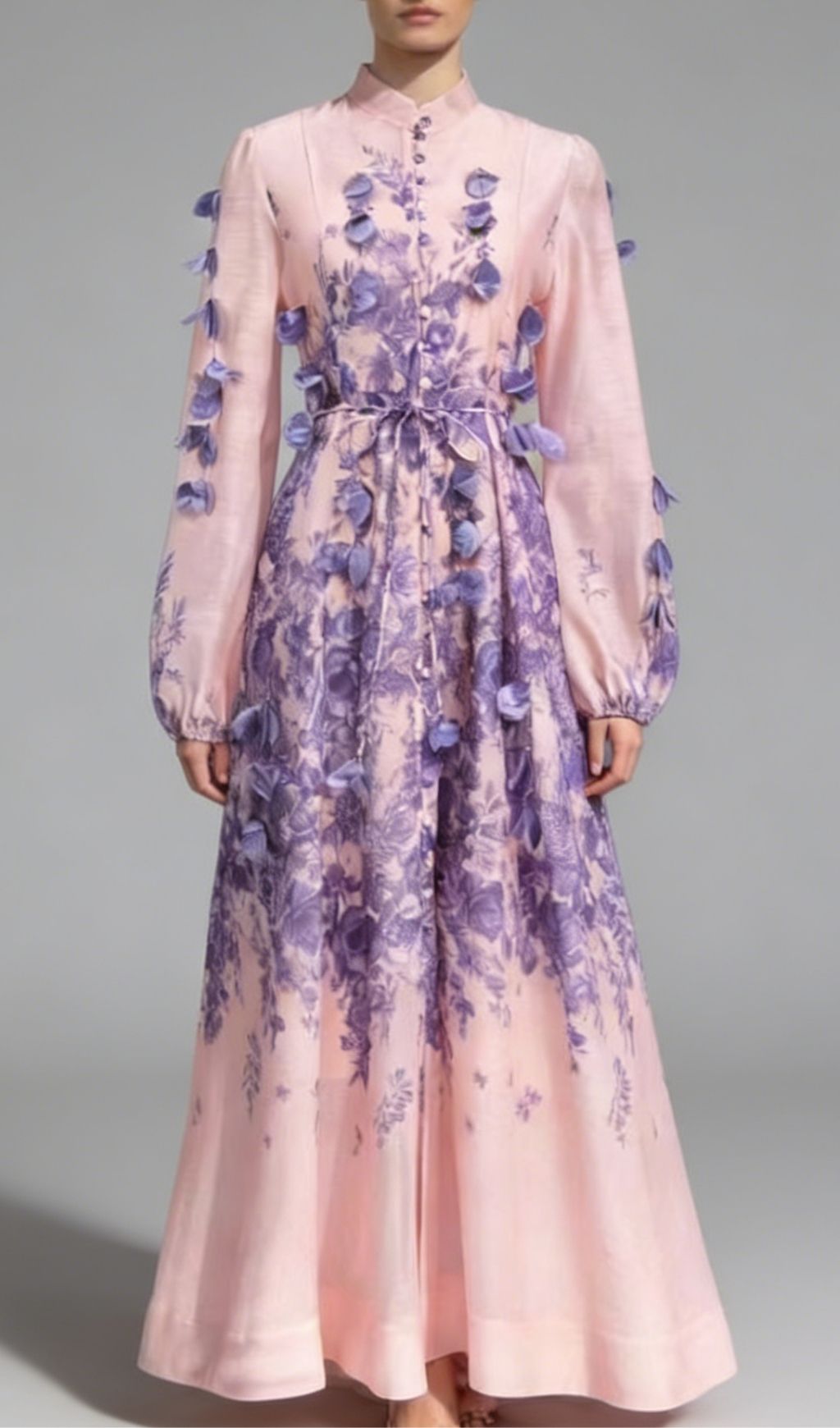 Fashionslee Women Karsyn Purple Flower Long Sleeve Maxi Dress