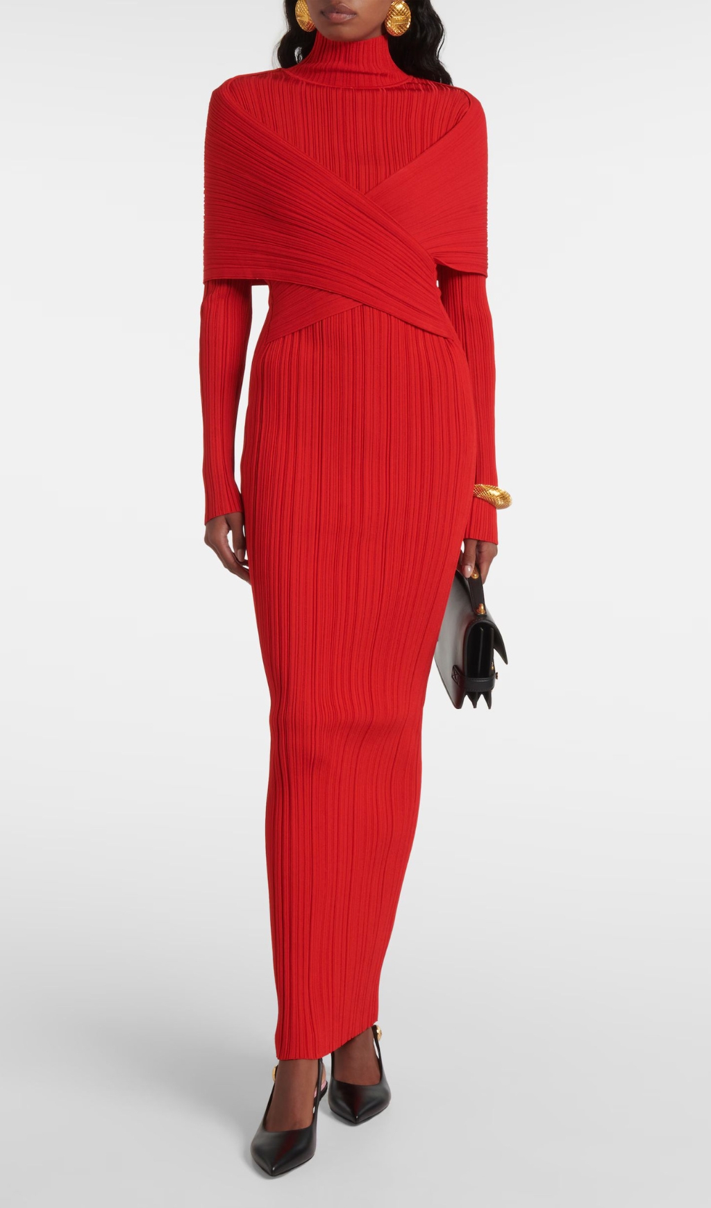 Fashionslee Women Carwen Red Long Sleeve Maxi Dress
