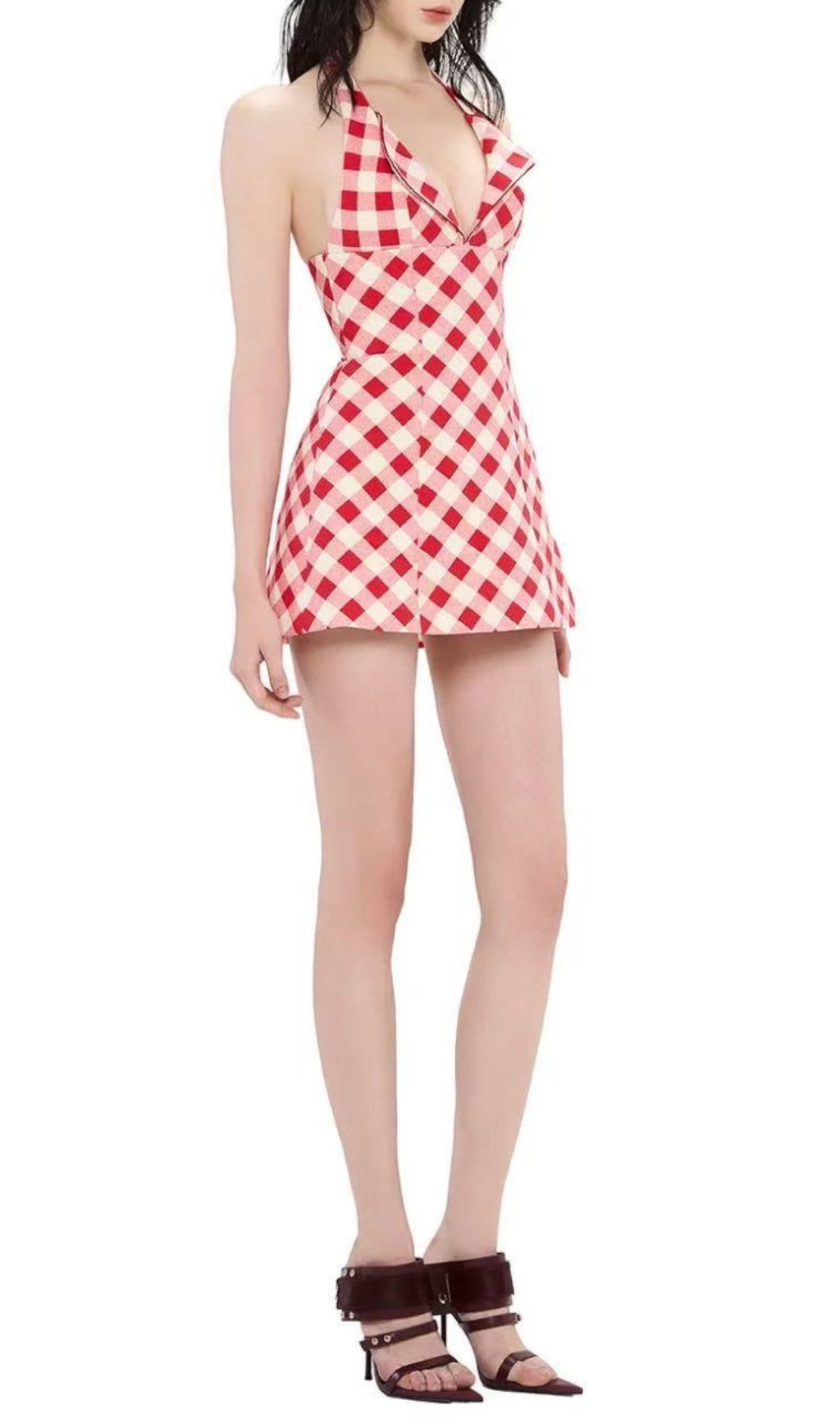 8534e2fb3cf70c62a988ca810c6e69e8.jpg Fashionslee Women Irela Halter Check Mini Dress