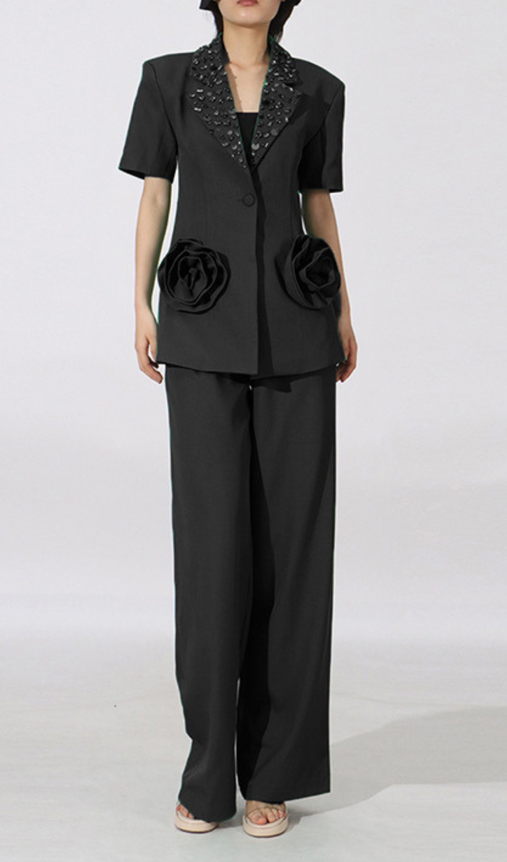 Fashionslee Women Enola Flower Diamond Blazer & Pants Set