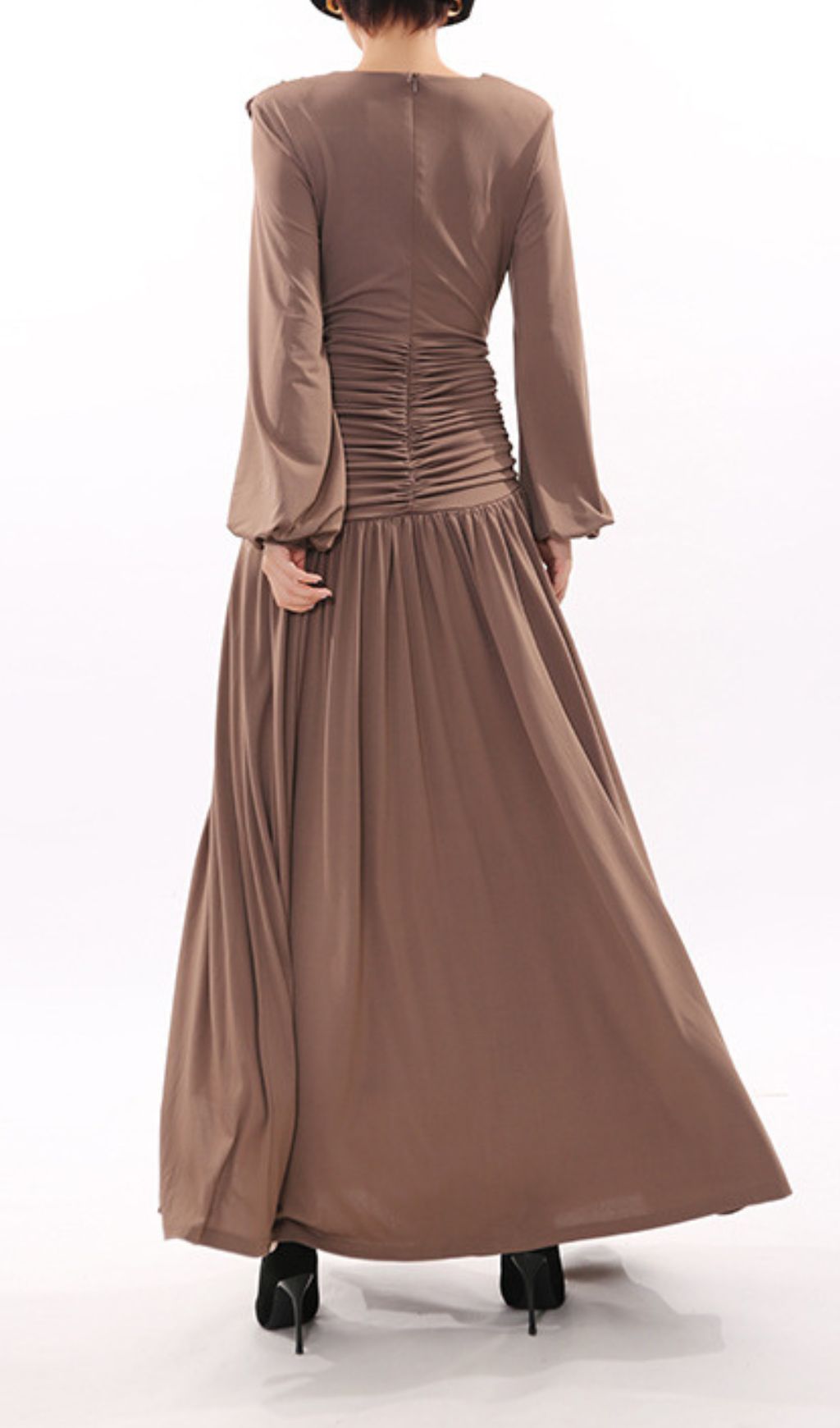 Fashionslee Women Ignacia Pleated Long Sleeve Maxi Dress