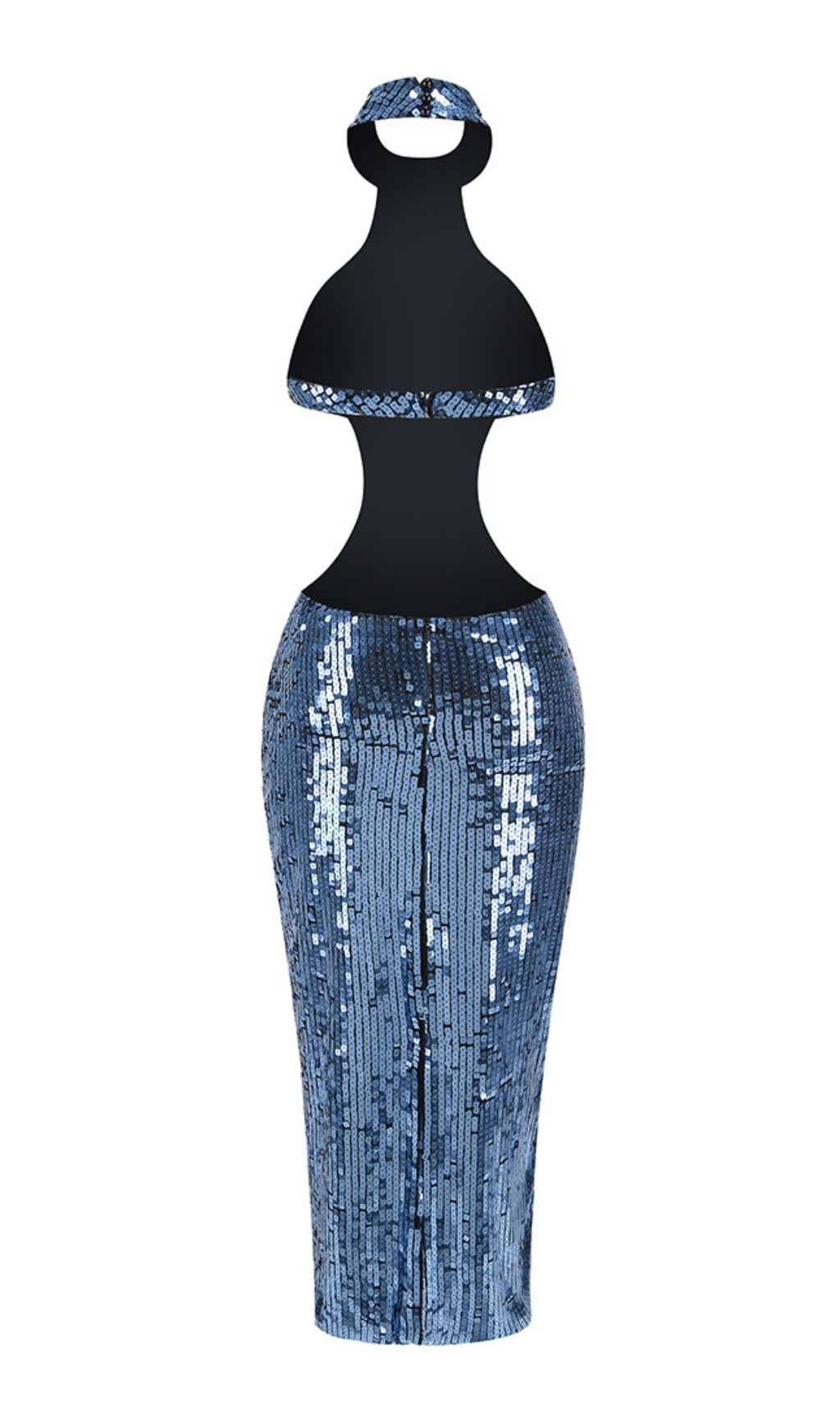 Fashionslee Women Barny Blue Halter Sequin Maxi Dress