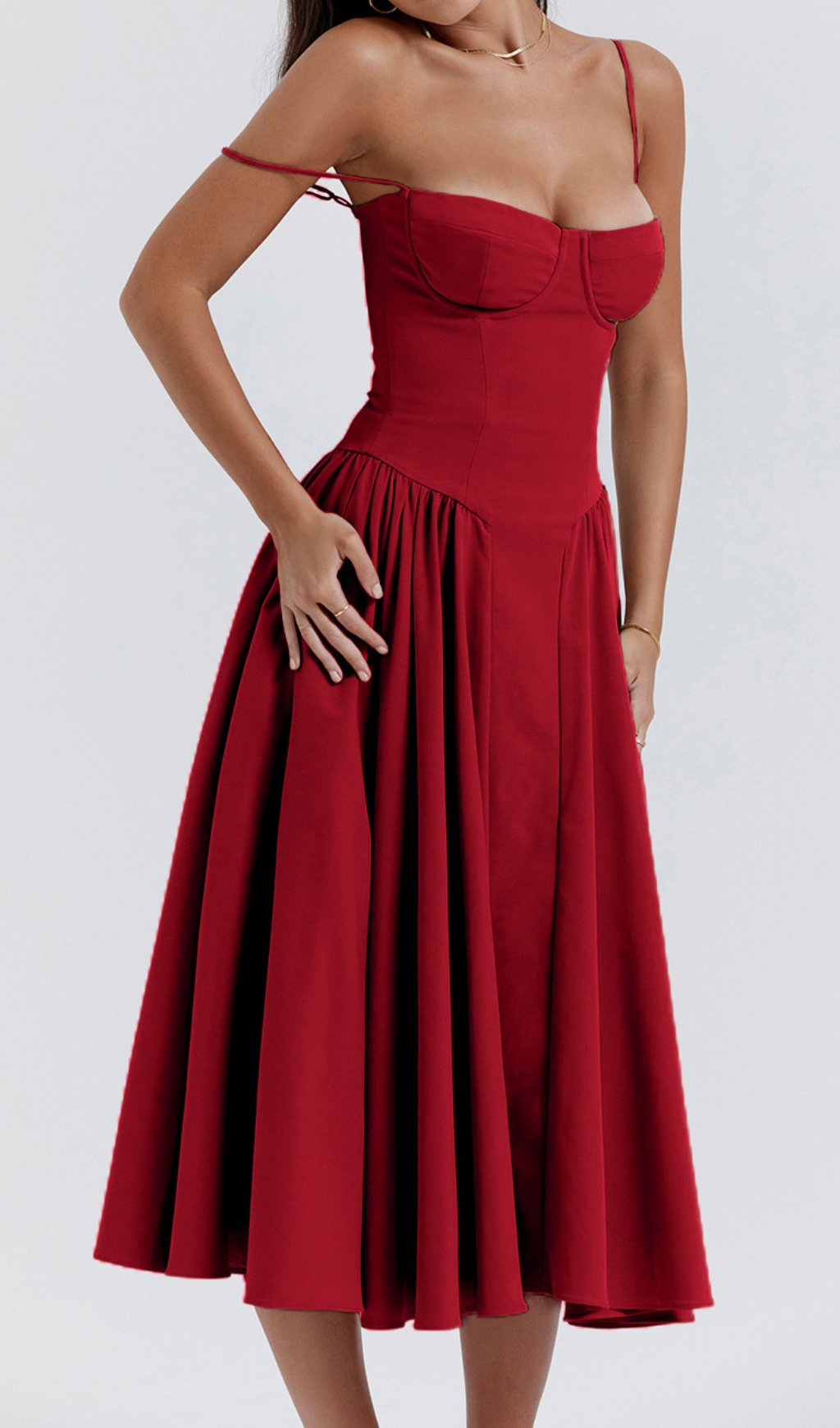 85eed03f114da7735de046685a4cfe24.jpg Fashionslee Women Dextra Red Strappy Midi Dress