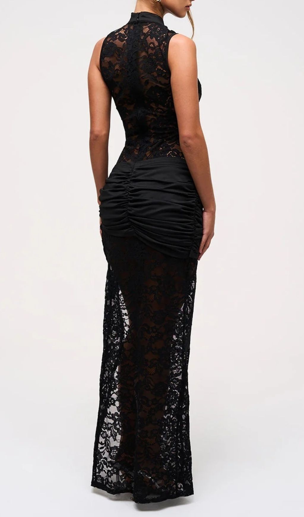 Fashionslee Women Ivana Black Lace Sleeveless Maxi Dress