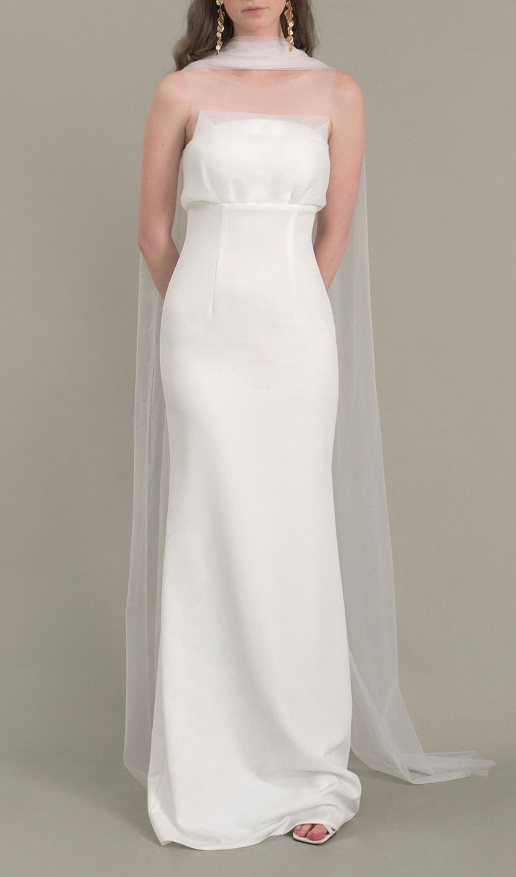Fashionslee Women Jalene White Mesh Wedding Dress