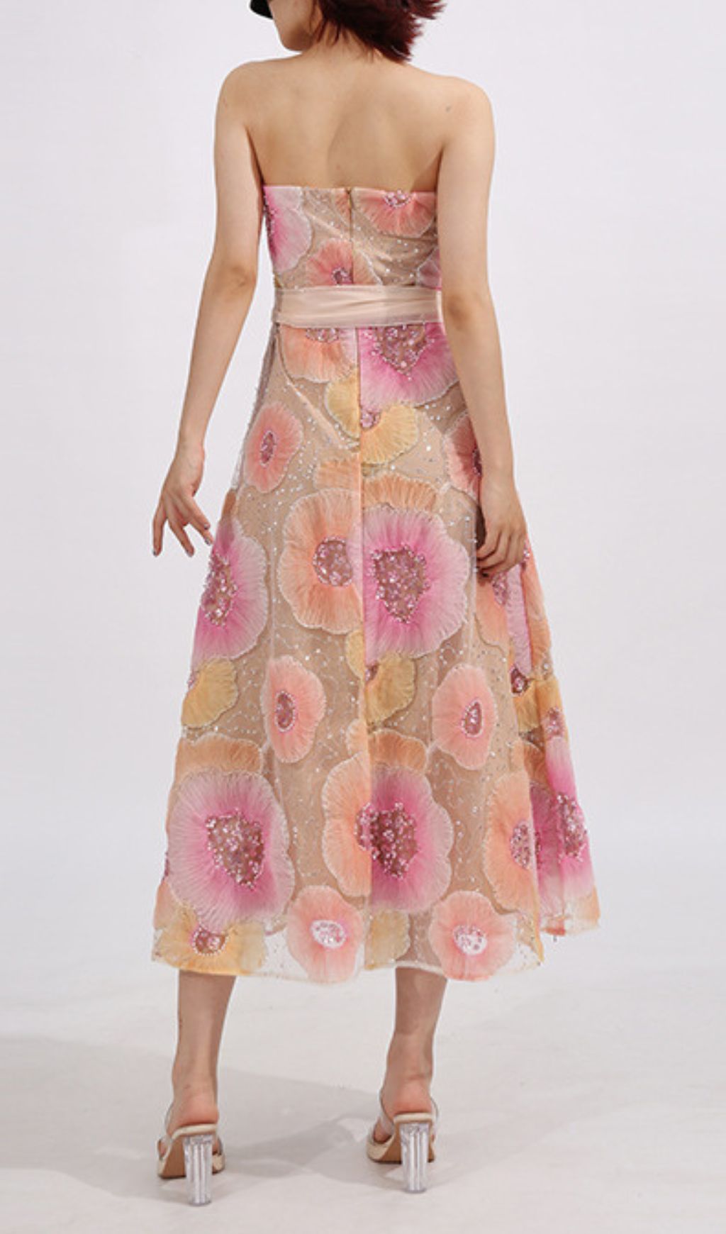 Fashionslee Women Elowyn Strapless Flower Sequin Embellished Midi Dress