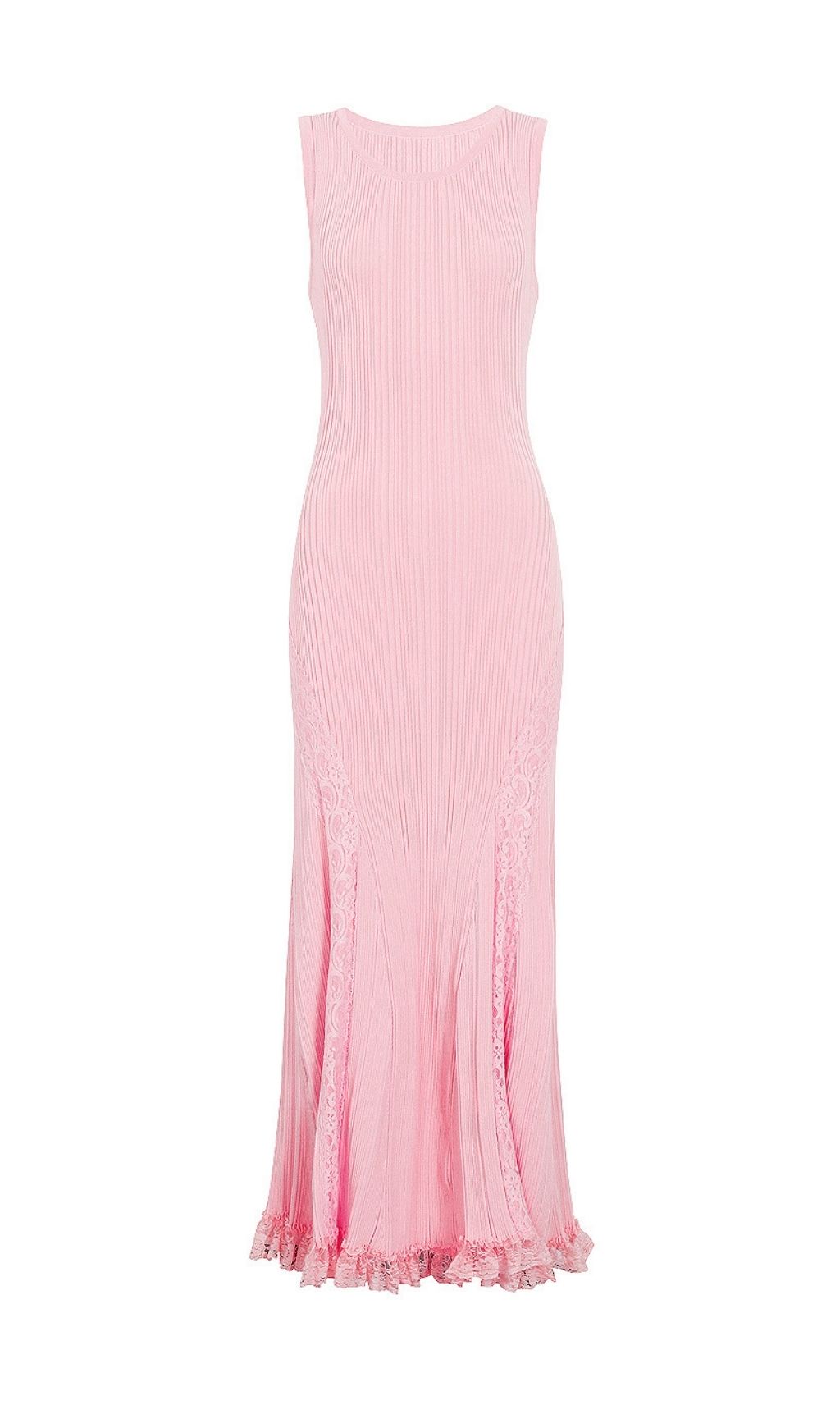 Fashionslee Women Kinzy Pink Sleeveless Lace Midi Dress
