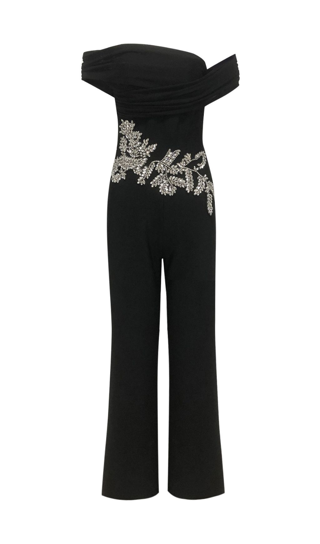 Fashionslee Women Jeneil Black Diamante Jumpsuit
