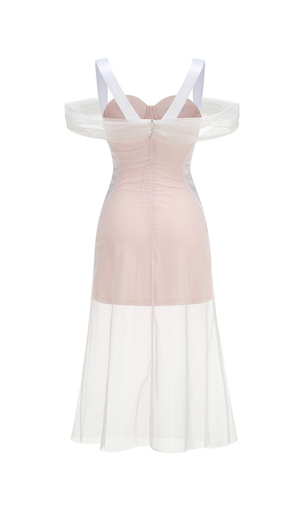 Fashionslee Women Jaelynn Strappy Corset Mesh Midi Dress