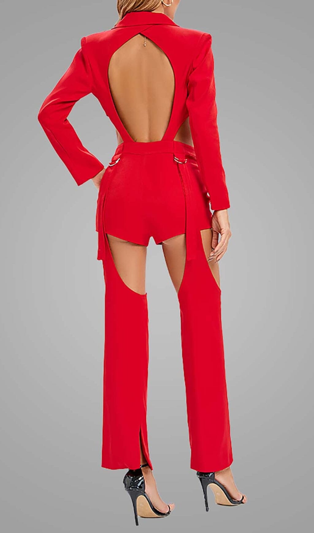 Fashionslee Women Cutout Backless Three Piece Set In Red