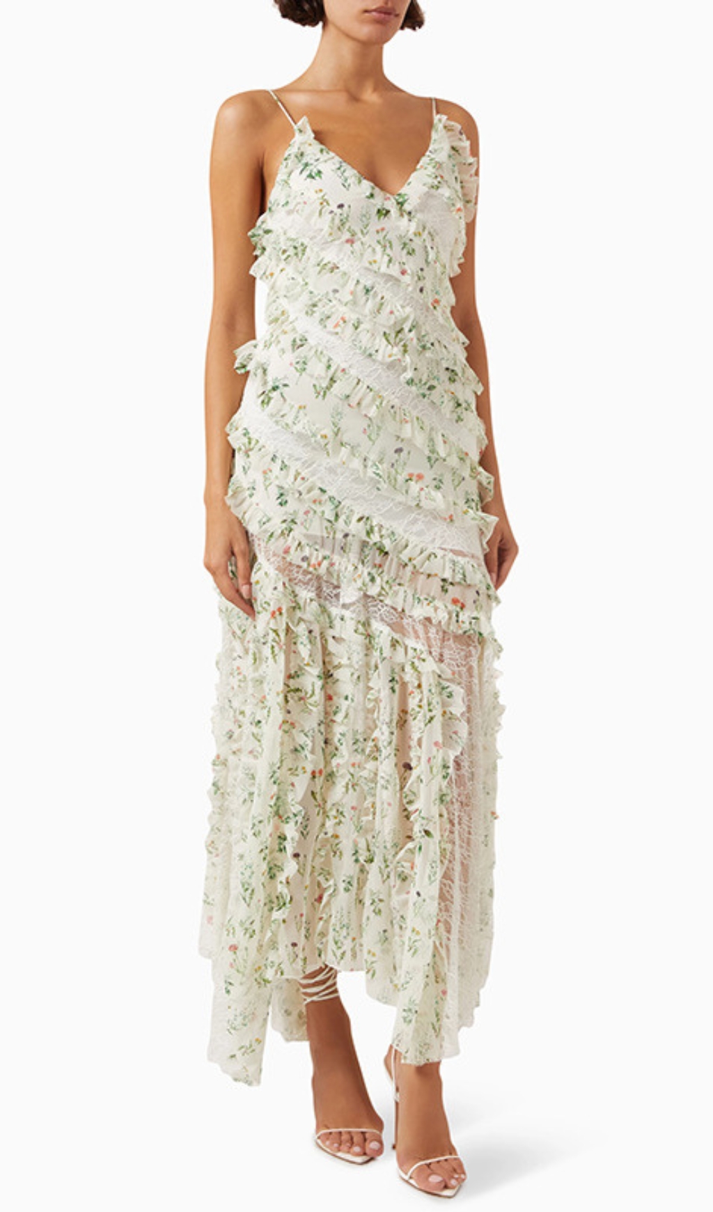 86d4d9e2a32277e374fafd3de11d1276.jpg Fashionslee Women Ceteria Green Strappy Floral Ruffle Maxi Dress