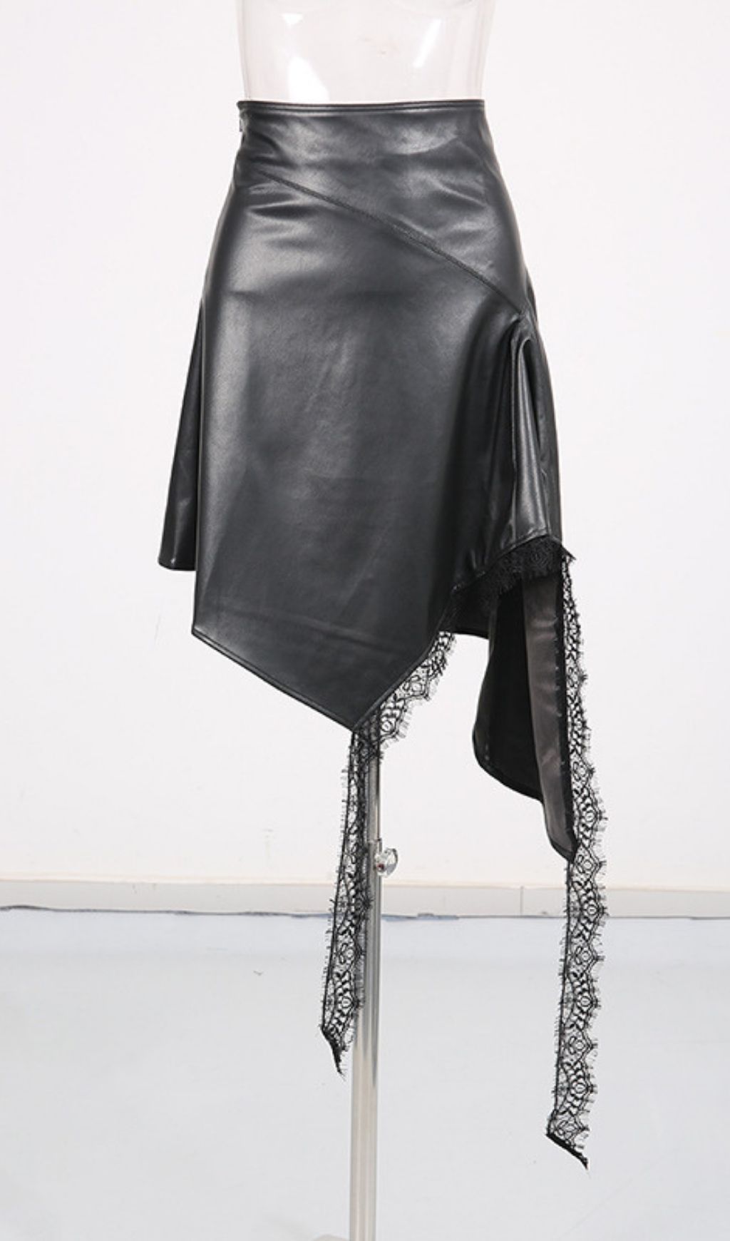Fashionslee Women Cholena Leather Lace Skirt