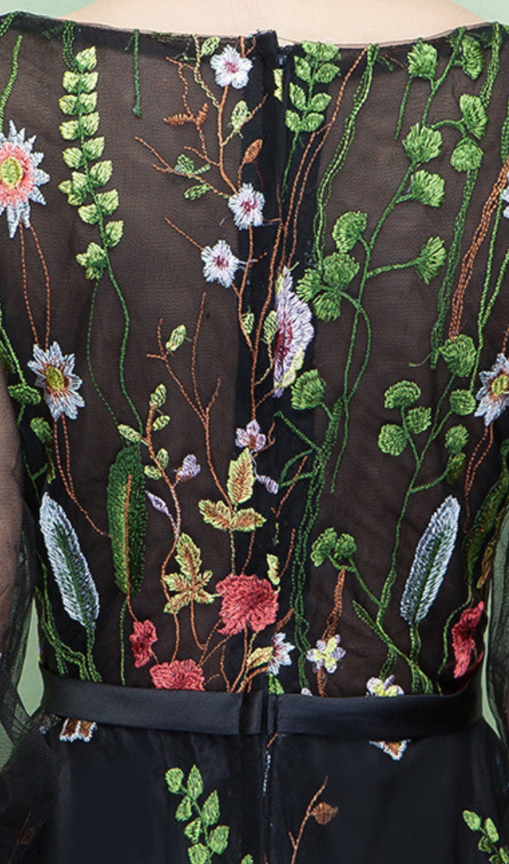 87387cafdc5d31dc722f7bf8a69b66e7.jpg Fashionslee Women Dannell Black Flower Mesh Sleeve Maxi Dress
