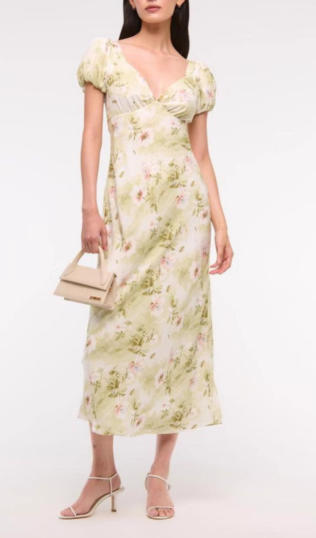 Fashionslee Women Eligio Floral Puff Sleeve Midi Dress