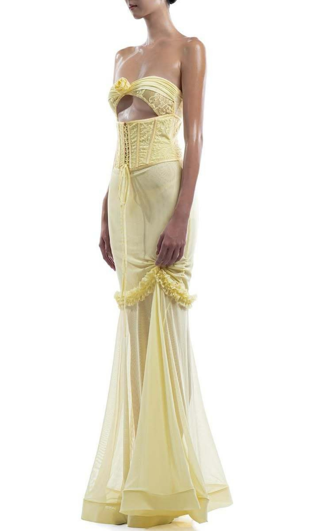 8792e9812ac814476f1f60e36c3b0889.jpg Fashionslee Women Evren Yellow Strapless Corset Maxi Dress