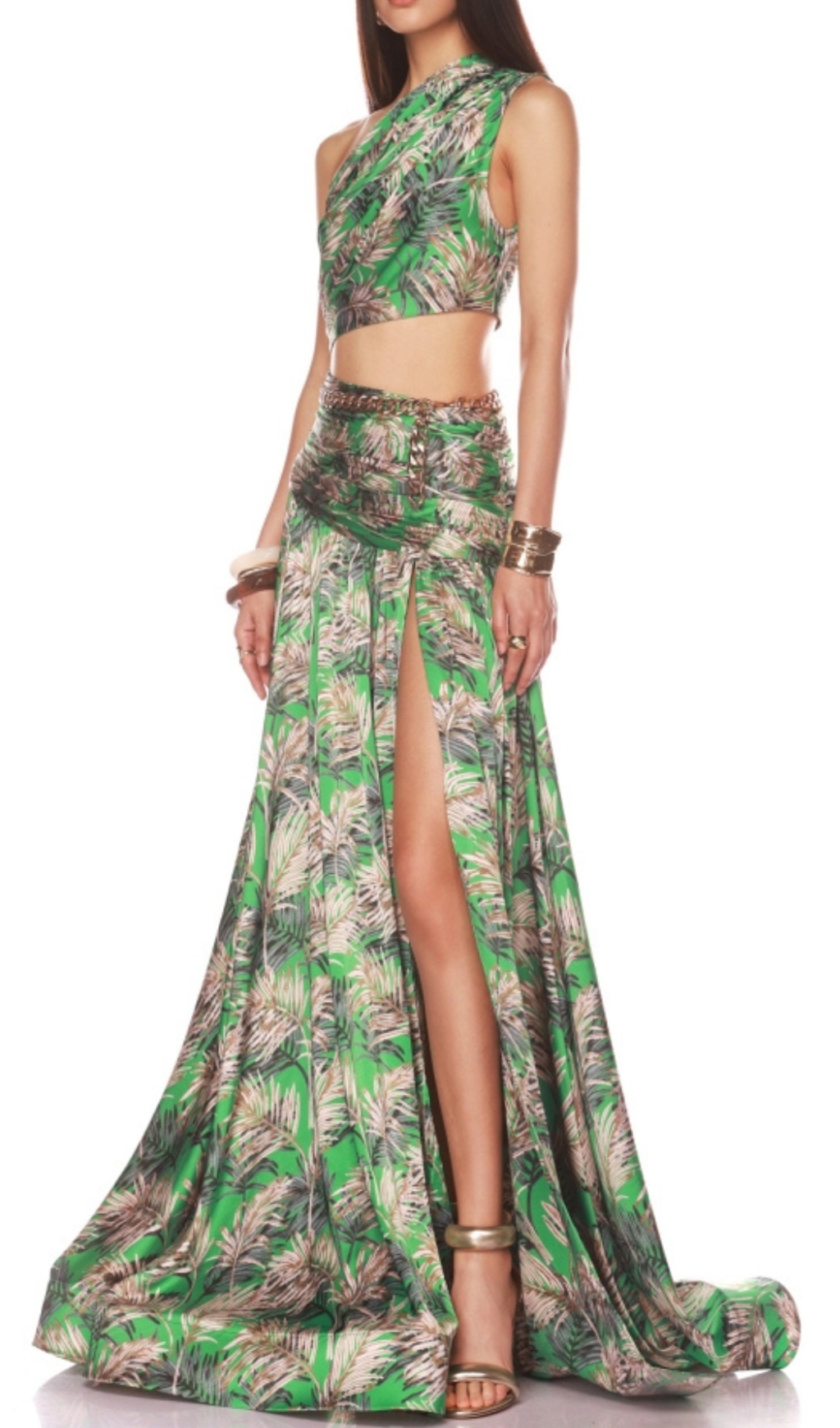 87ab475d84f0768f117aa0241e732f1e.jpg Fashionslee Women Evelien Green Printed One-Shoulder Maxi Dress