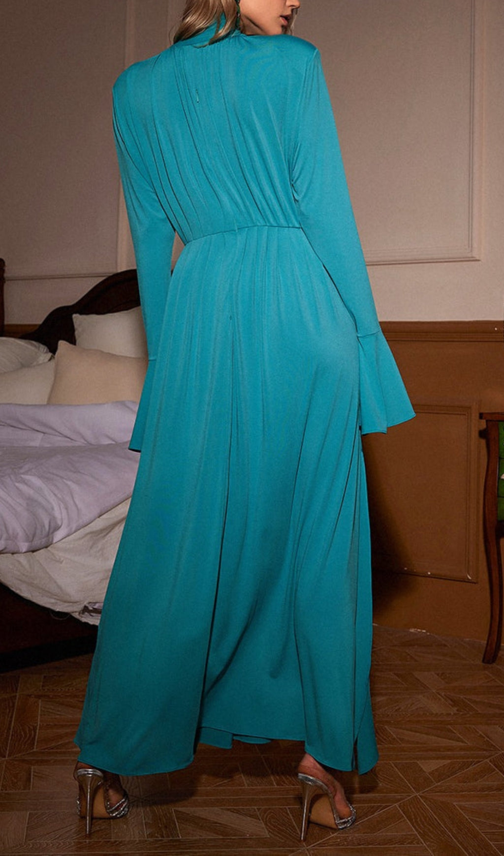 Fashionslee Women Aiko Blue Flower Embellished Maxi Dress
